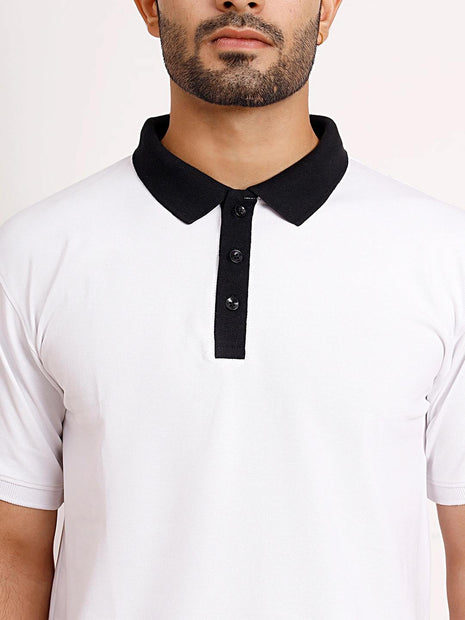 Signature White Polo with Black Placket