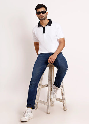 Signature White Polo with Black Placket