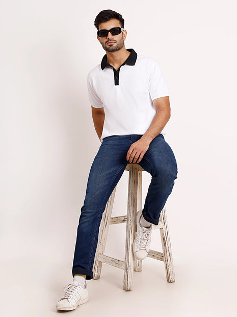 Signature White Polo with Black Placket
