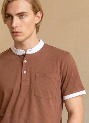 Chestnut Brown Henley T-Shirt
