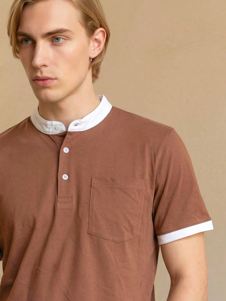 Chestnut Brown Henley T-Shirt
