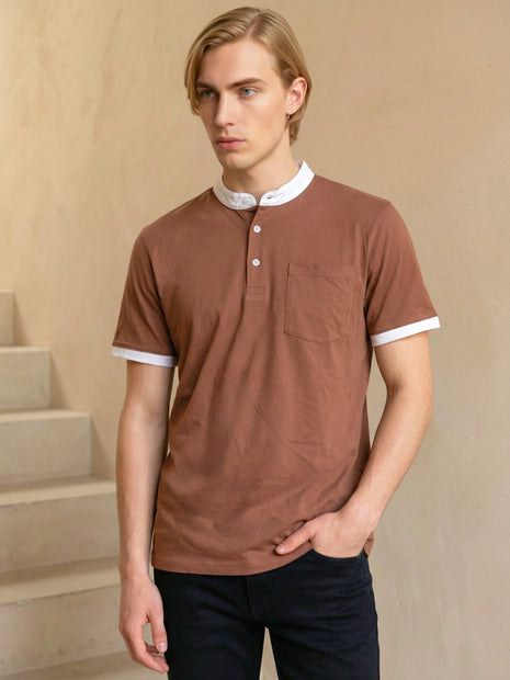 Chestnut Brown Henley T-Shirt
