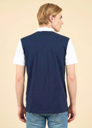 Colorblock Navy Blue Henley T-Shirt