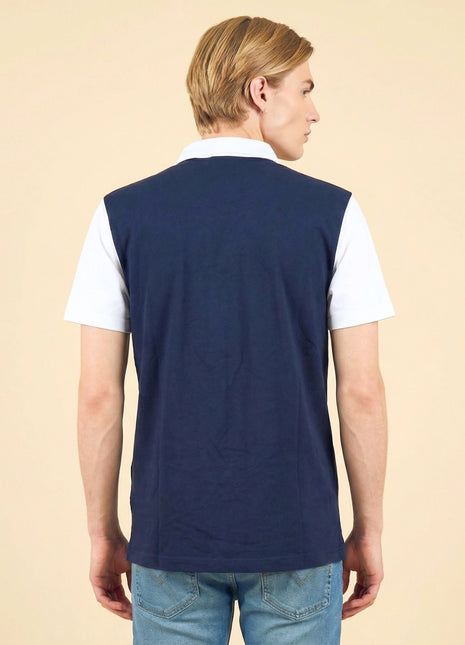 Colorblock Navy Blue Henley T-Shirt