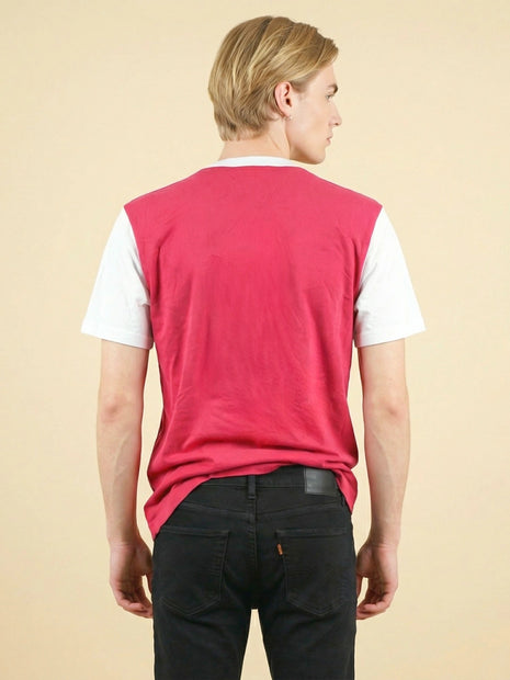 Colorblock Ruby Red Henley T-Shirt