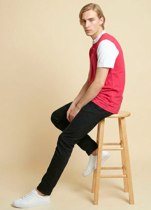 Colorblock Ruby Red Henley T-Shirt