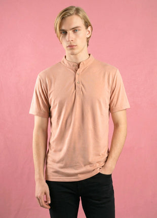 Soft Rose Peach Henley T-Shirt