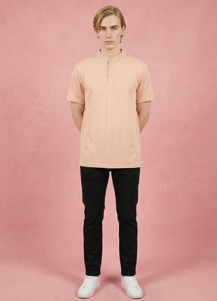 Soft Rose Peach Henley T-Shirt