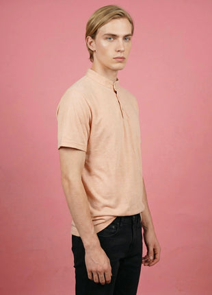 Soft Rose Peach Henley T-Shirt