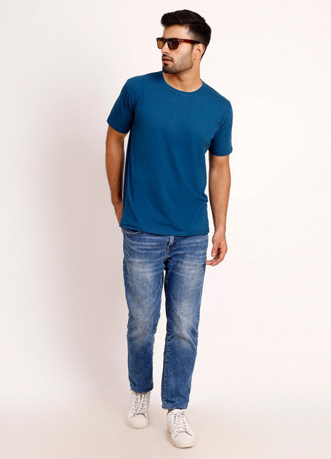 Classic Blue Round Neck T-Shirt