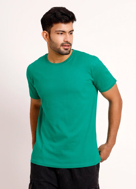 Teal Green Round Neck T-Shirt