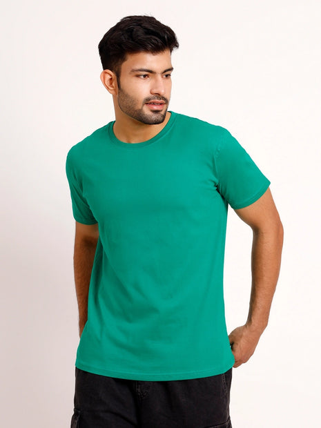 Teal Green Round Neck T-Shirt