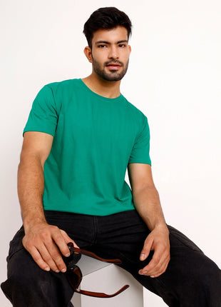 Teal Green Round Neck T-Shirt