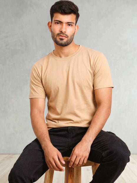 Classic Beige Plain T-Shirt