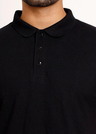 Classic Solid Black Polo T-Shirt