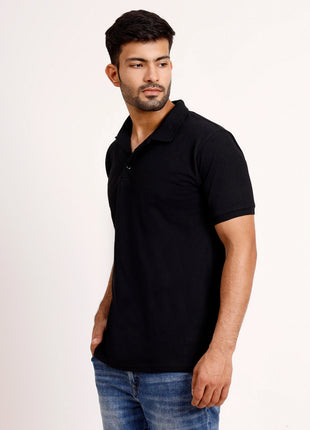 Classic Solid Black Polo T-Shirt