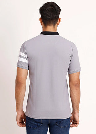 Classic Grey Polo – Contrast Collar