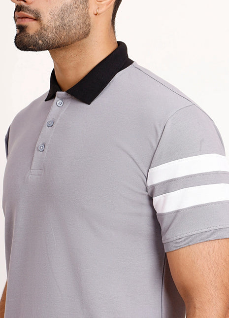 Classic Grey Polo – Contrast Collar