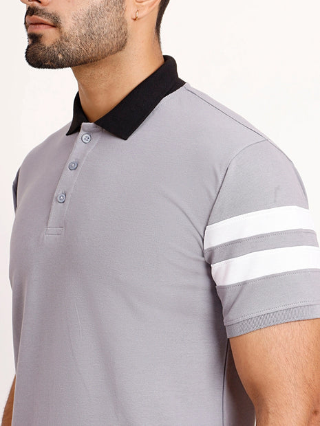 Classic Grey Polo – Contrast Collar