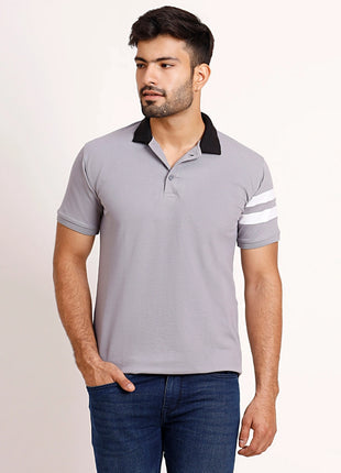 Classic Grey Polo – Contrast Collar