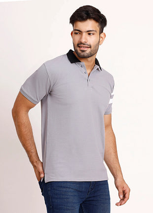 Classic Grey Polo – Contrast Collar