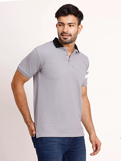 Classic Grey Polo – Contrast Collar