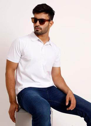 Classic White Plain Polo T-Shirt