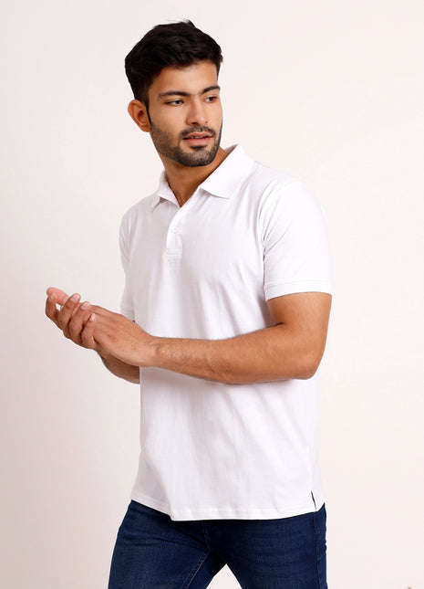 Classic White Plain Polo T-Shirt