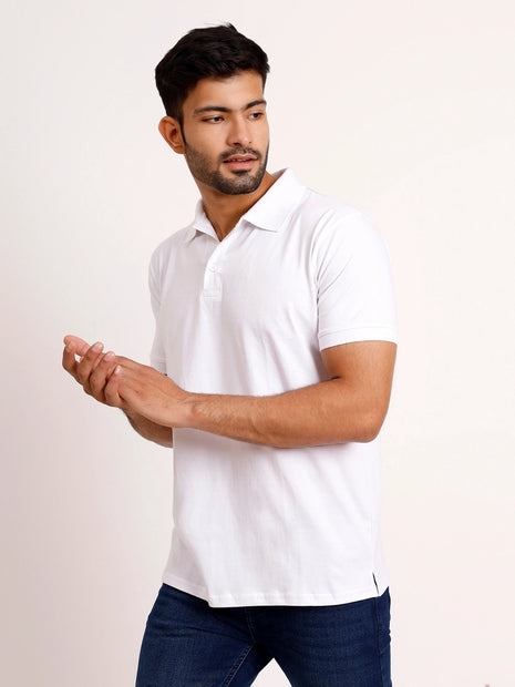 Classic White Plain Polo T-Shirt