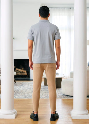 Light Gray Waffle Knit Polo