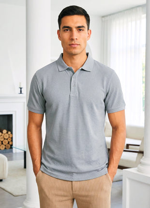 Light Gray Waffle Knit Polo