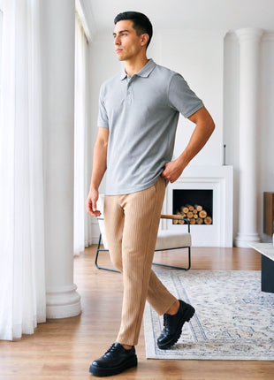 Light Gray Waffle Knit Polo