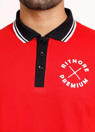 Premium Red & Black Polo T-Shirt