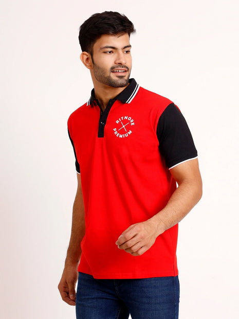 Premium Red & Black Polo T-Shirt