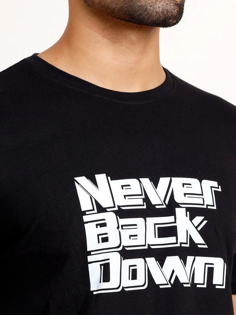 Never Back Down Black Statement T-Shirt
