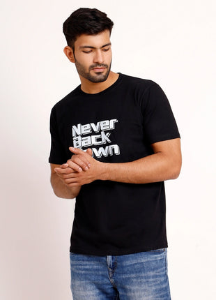 Never Back Down Black Statement T-Shirt
