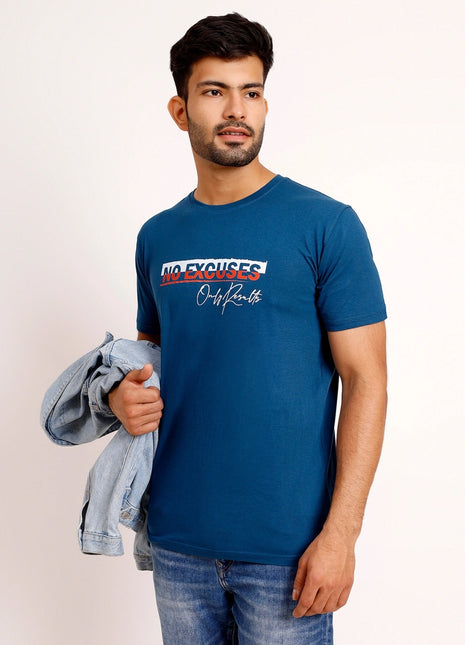 No Excuses Statement Classic Blue T-Shirt