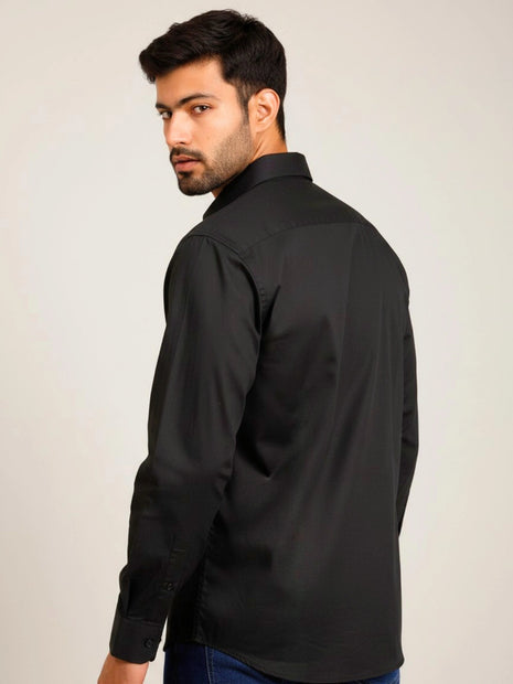 Black Full Sleeve Regular Fit Formal Shirt