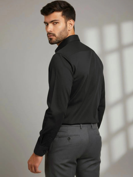 Black Full Sleeve Regular Fit Formal Shirt