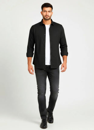 Black Full Sleeve Regular Fit Formal Shirt