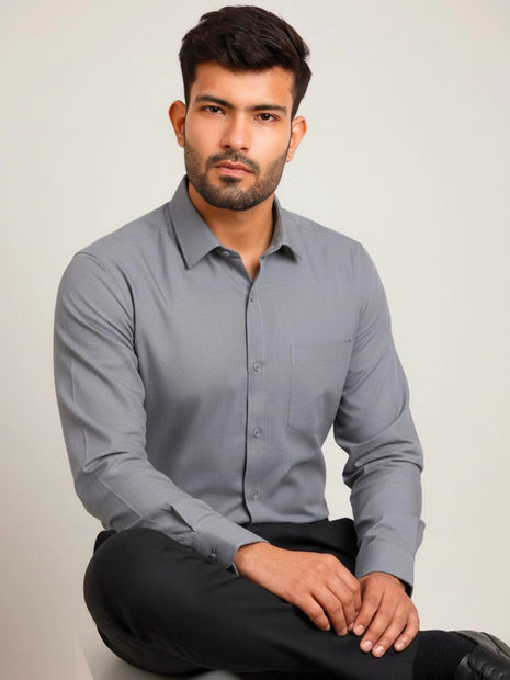 Classic Grey Regular Fit Formal Shirt