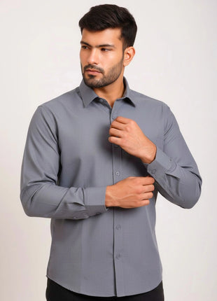 Classic Grey Regular Fit Formal Shirt
