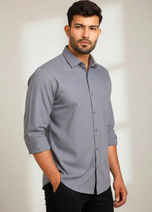 Classic Grey Regular Fit Formal Shirt