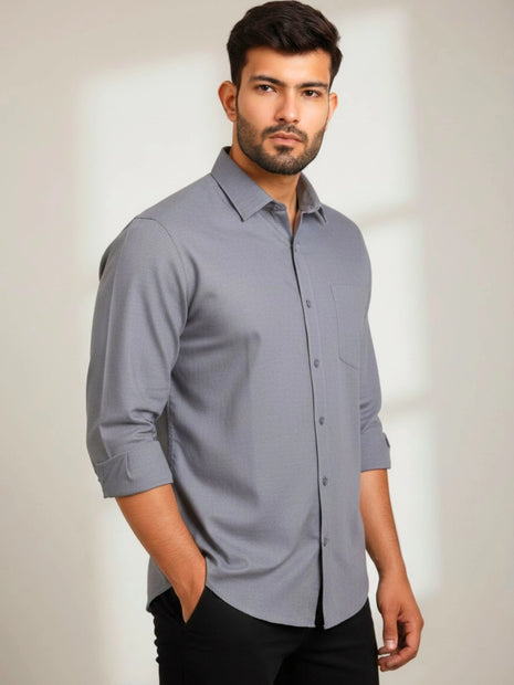 Classic Grey Regular Fit Formal Shirt