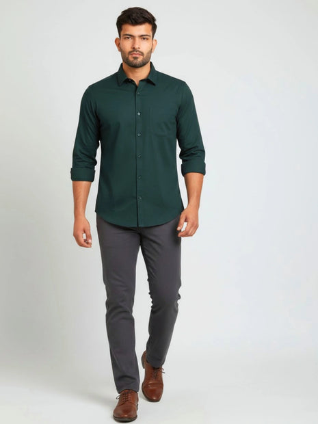 Deep Forest Green Regular Fit Formal Shirt