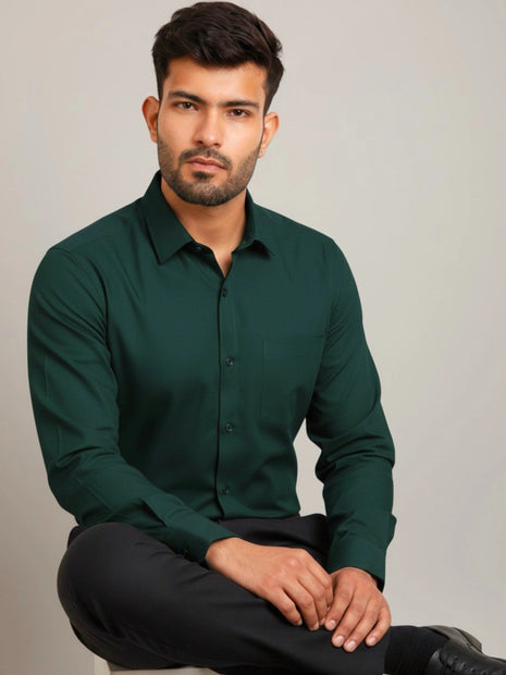 Deep Forest Green Regular Fit Formal Shirt
