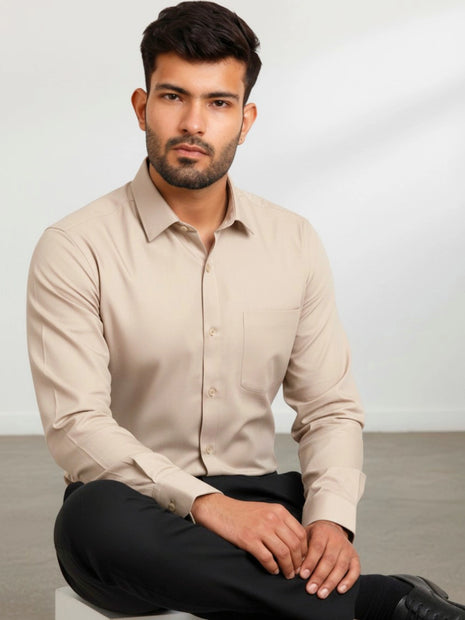 Off-White Cream Regular Fit Formal