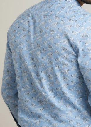 Light Blue Leaf Print Shirt