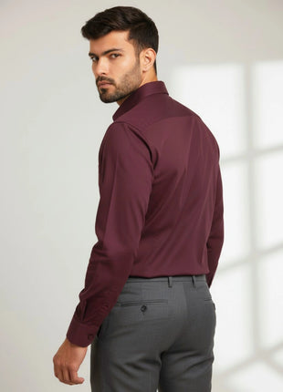 Maroon Regular Fit Formal Shirt