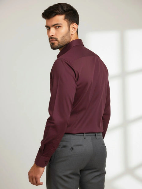 Maroon Regular Fit Formal Shirt